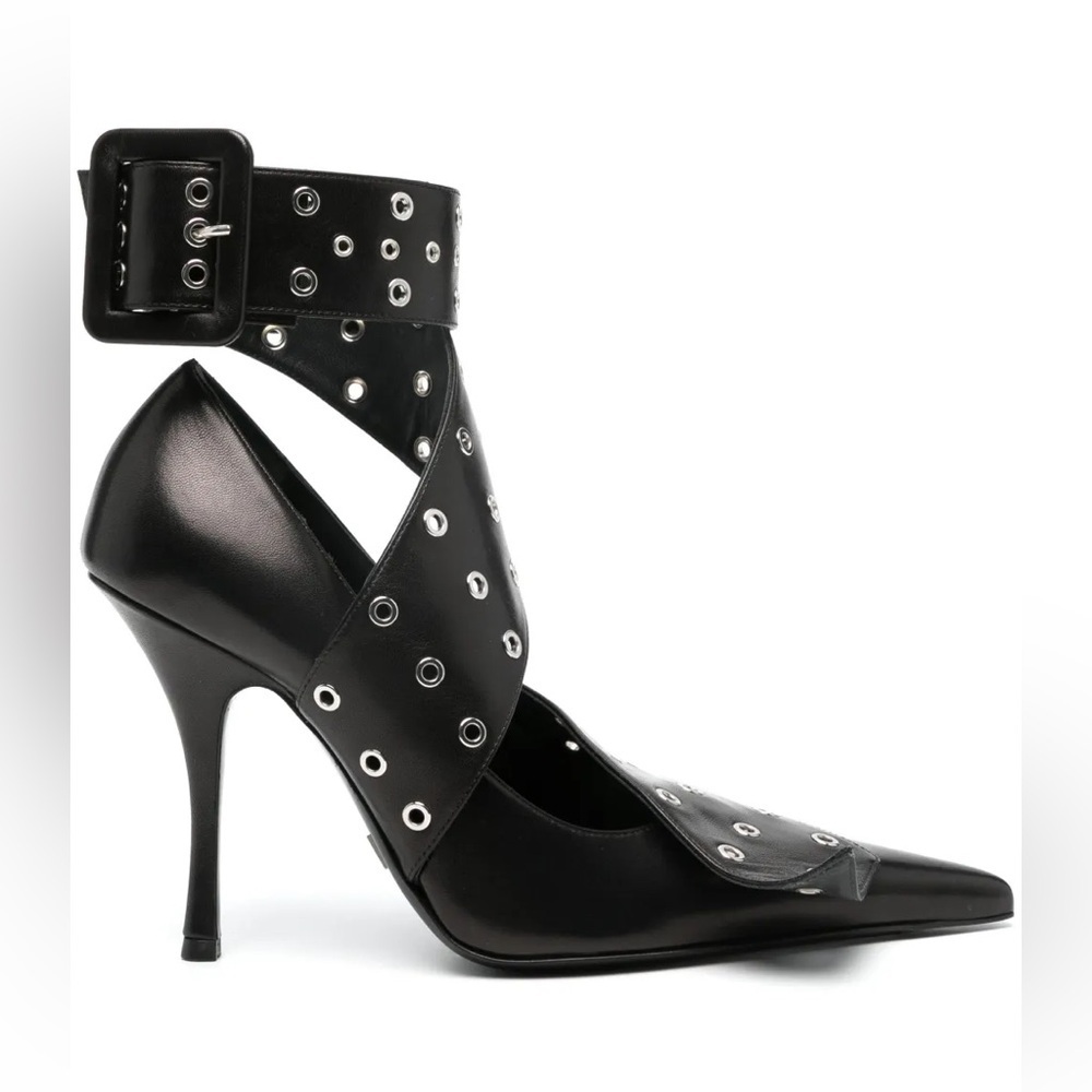 115MM Belted Leather Stiletto Heel Pumps in black
with Ankle Strap Size 39 - Picture 6 of 11